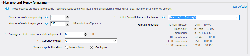 VBDepend Technical Debt Settings